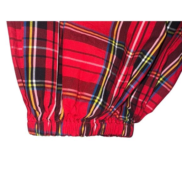 J. Crew Red Plaid Smocked Tie-Back Top Size Medium 100% Cotton - Picture 3 of 7